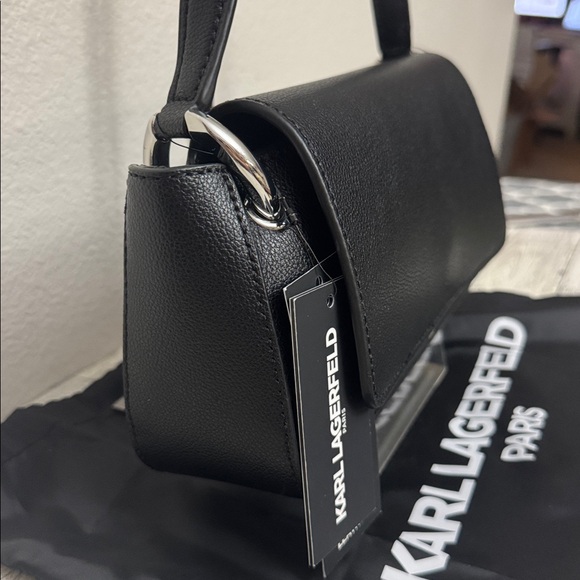 Karl Lagerfeld Monet Black Leather Shoulder Bag NWT - Picture 4 of 15